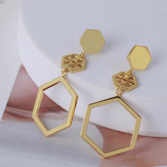 Tory Burch Jewelry - Tory Burch Hollow Gold Long Earrings